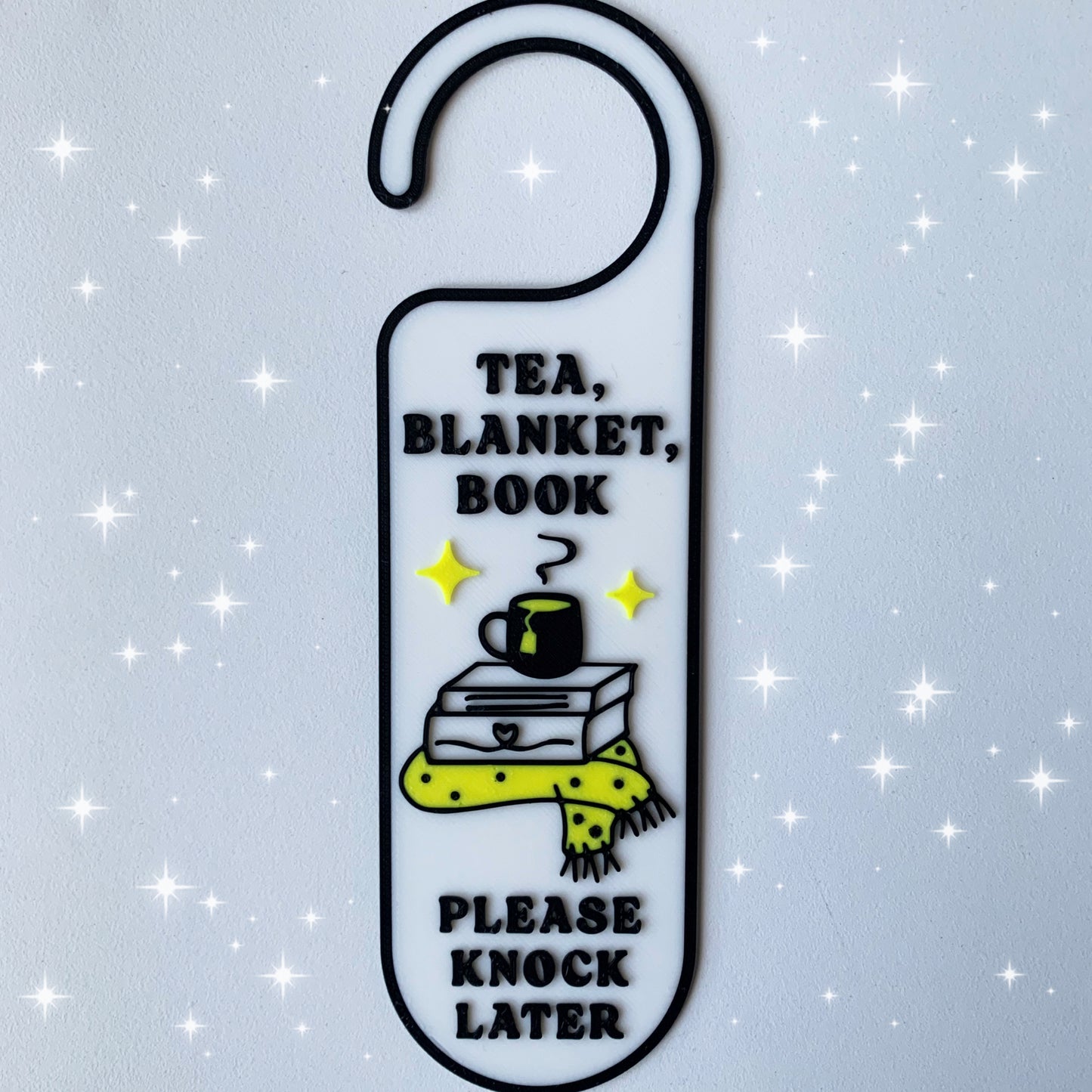 Tea, Blanket, Book – Please Knock Later / Cedulka na Dveře