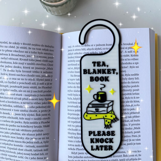 Tea, Blanket, Book – Please Knock Later / Cedulka na Dveře